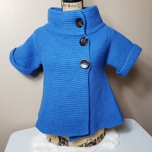 Piazza Sempione Chunky Ribbed Short Sleeve Topper Cardigan-Size 44/US 8